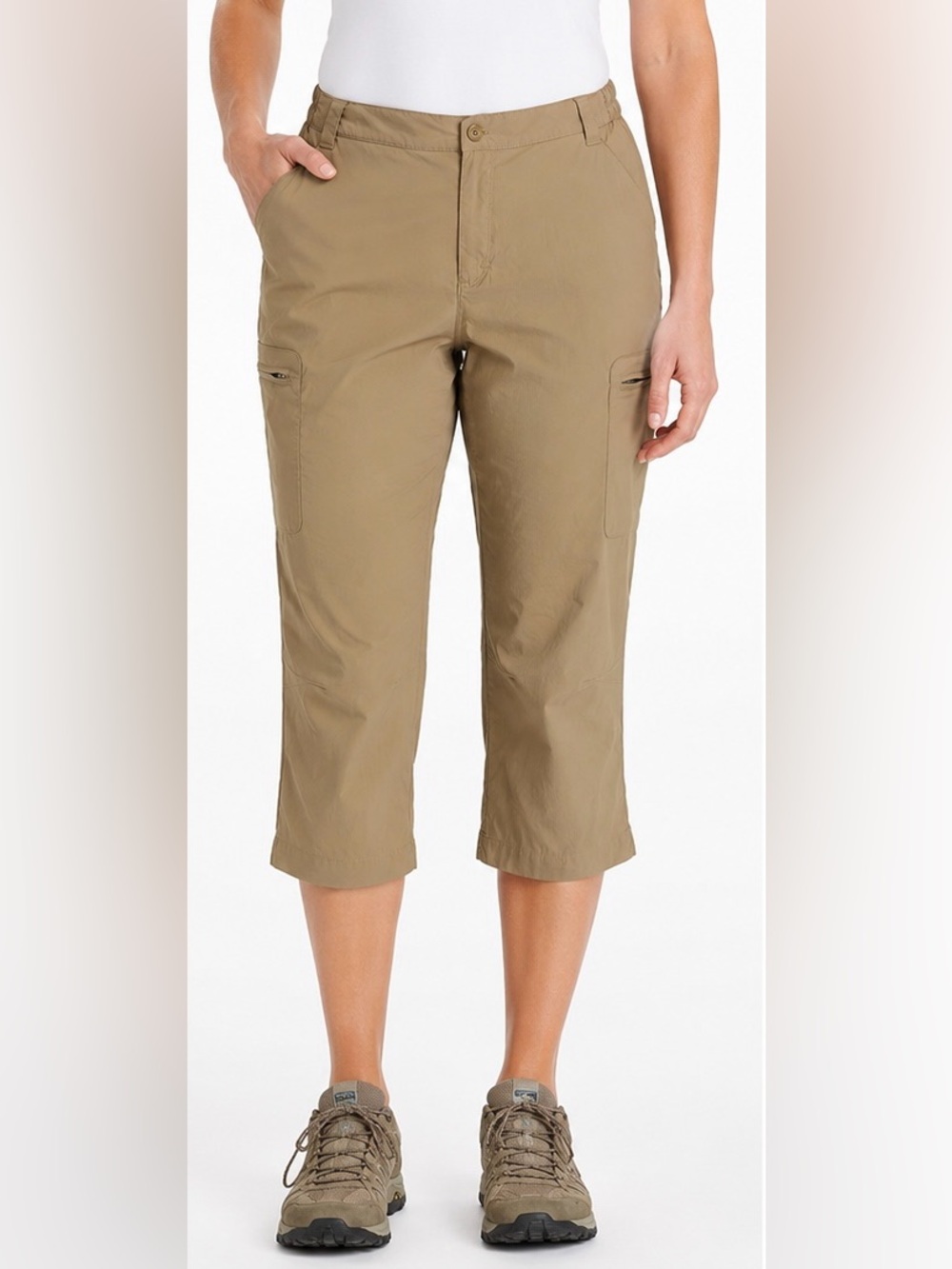 L.L.Bean Women’s XL Khaki Stretch Hiking Cargo Capri Pants 293429